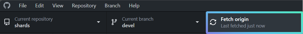 Select the “Fetch origin” button to check for updates.