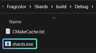 An executable file for the debug version of shards has been created.