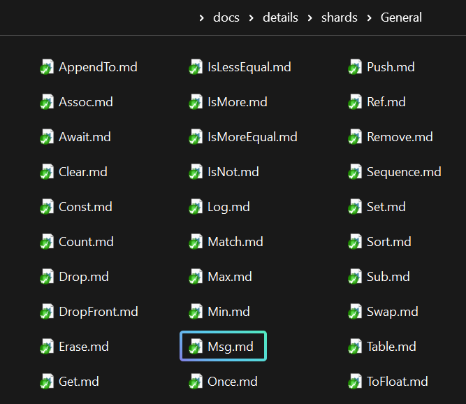 Finding the .md file for a shard's details.