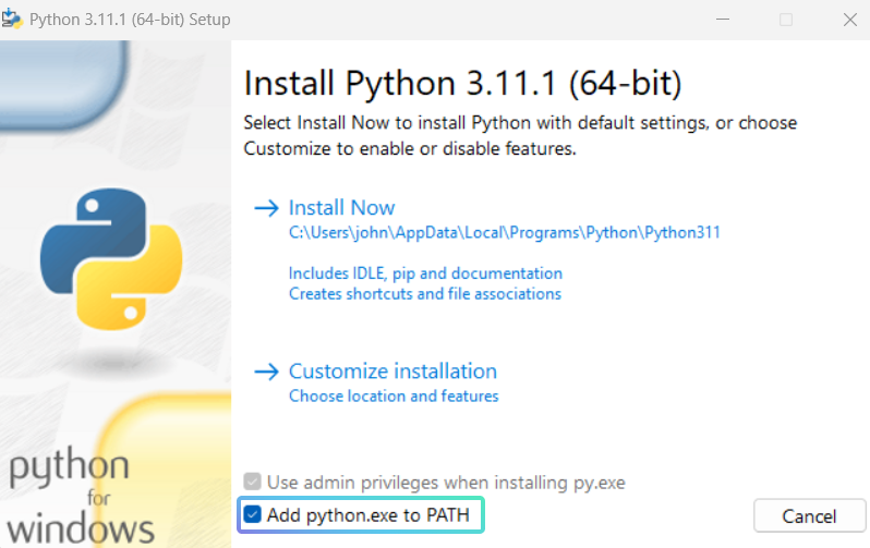 Add Python to PATH